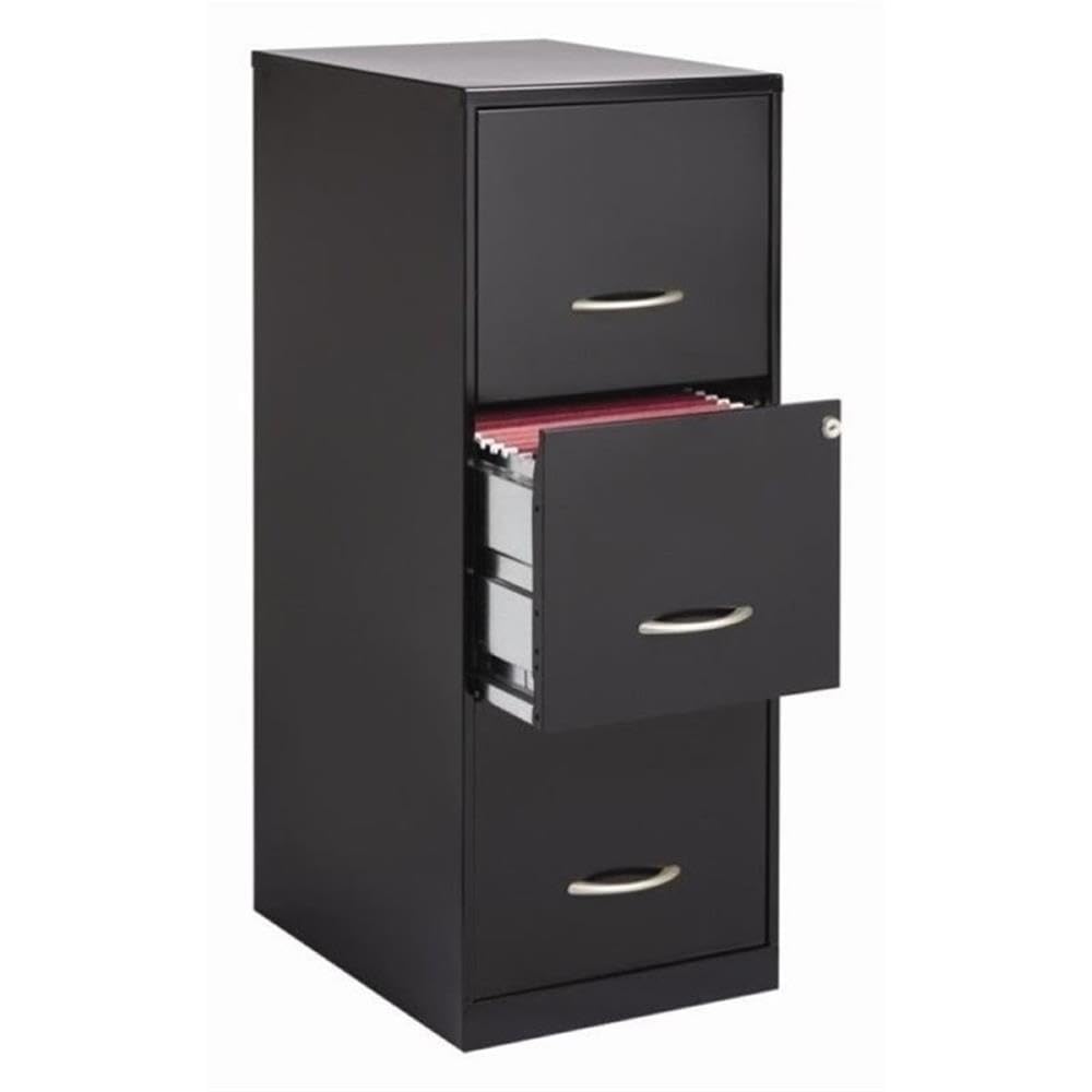 3 Drawer Black Metal Filing Cabinet A16845