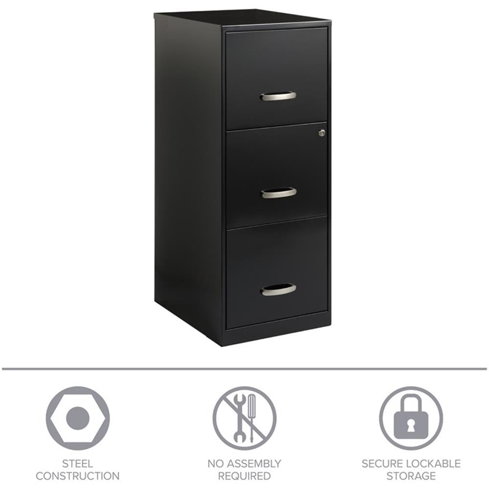 3 Drawer Black Metal Filing Cabinet A16845
