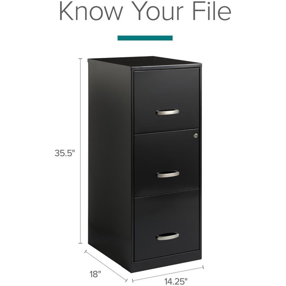 3 Drawer Black Metal Filing Cabinet A16845