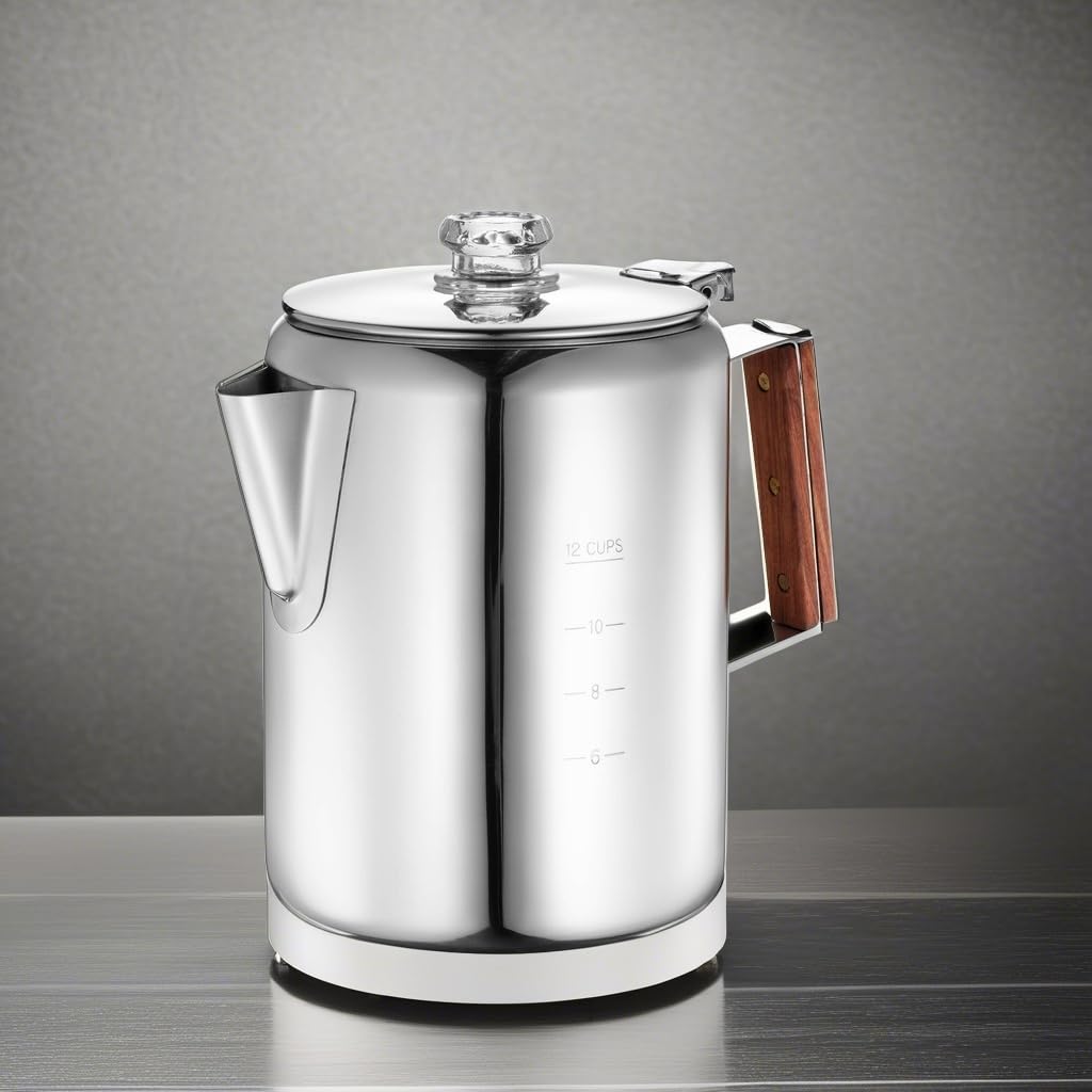 12 Cup Stainless Steel Percolator Coffee Maker Pot D548344