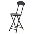 Folding Bar Stool with Backrest, 17.7inch Black W680