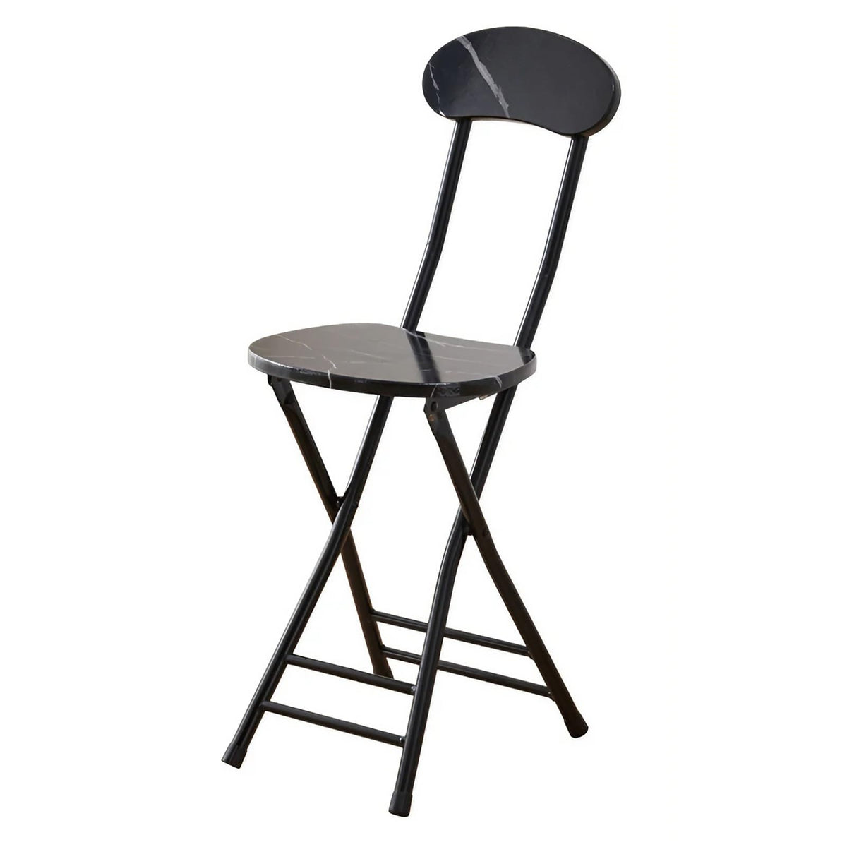 Folding Bar Stool with Backrest, 17.7inch Black W680