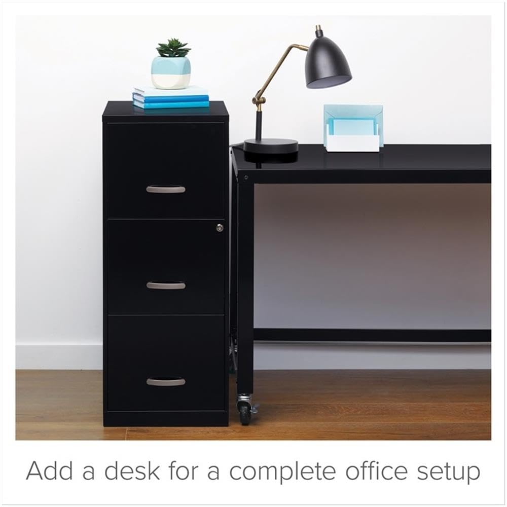 3 Drawer Black Metal Filing Cabinet A16845