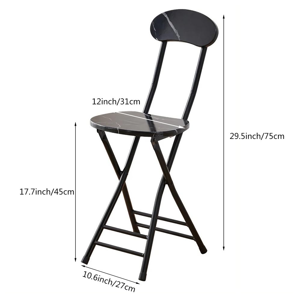 Folding Bar Stool with Backrest, 17.7inch Black W680