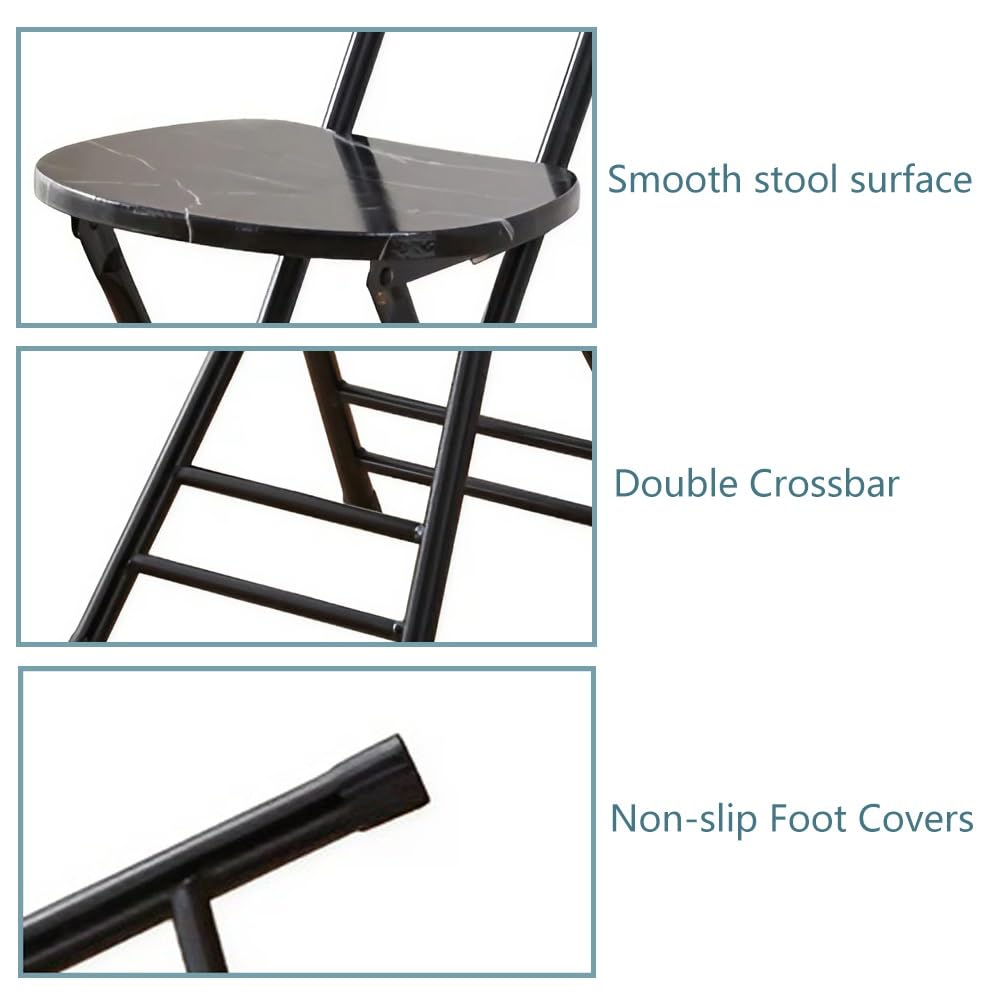 Folding Bar Stool with Backrest, 17.7inch Black W680