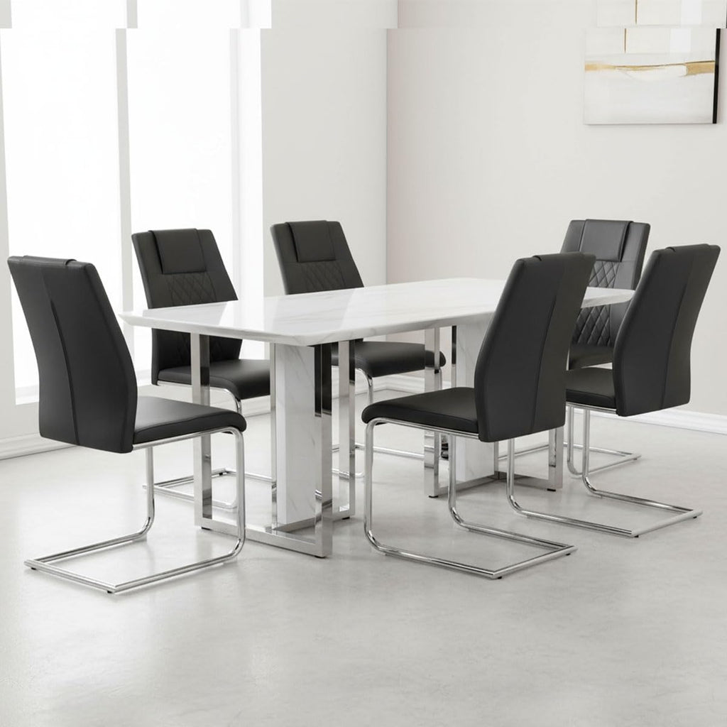 Black Faux Leather Dining Chairs Set 6 G481675