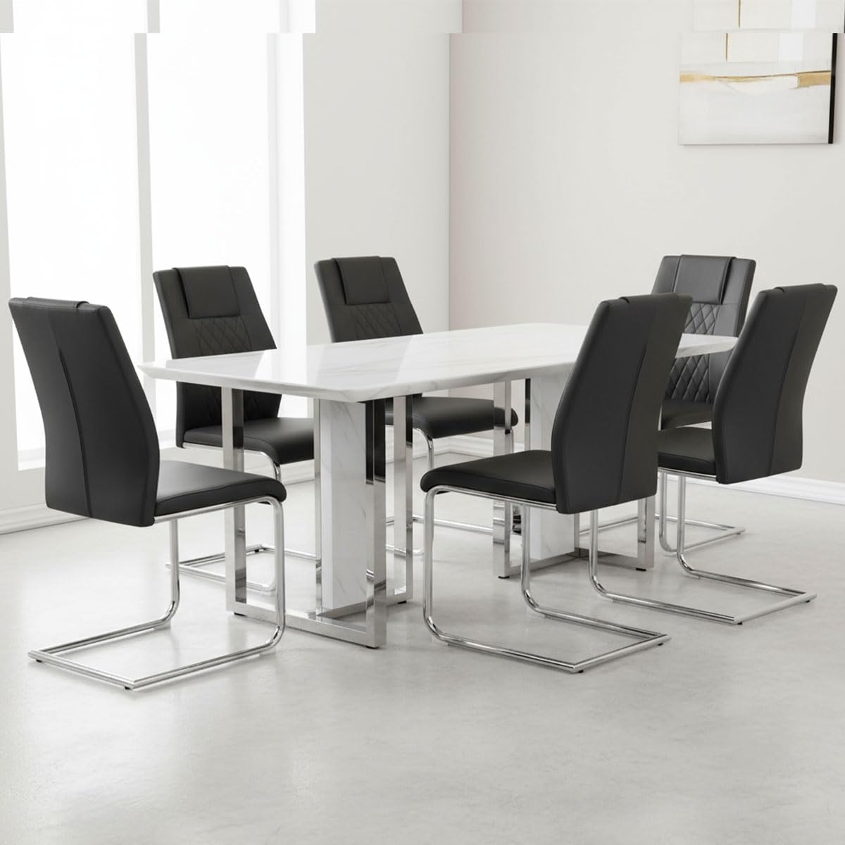 Black Faux Leather Dining Chairs Set 6 G481675