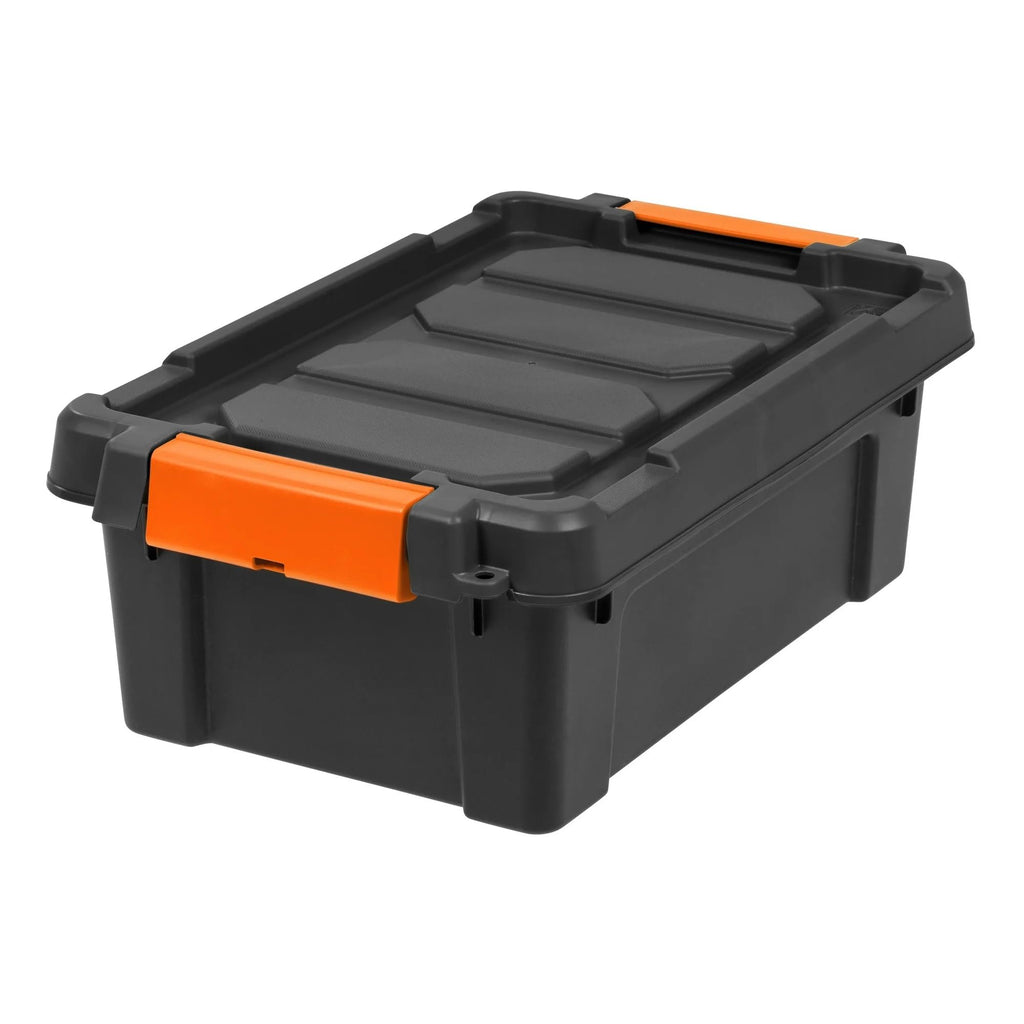 Heavy Duty Plastic Storage Bins with Lockable Lids, Black O6685