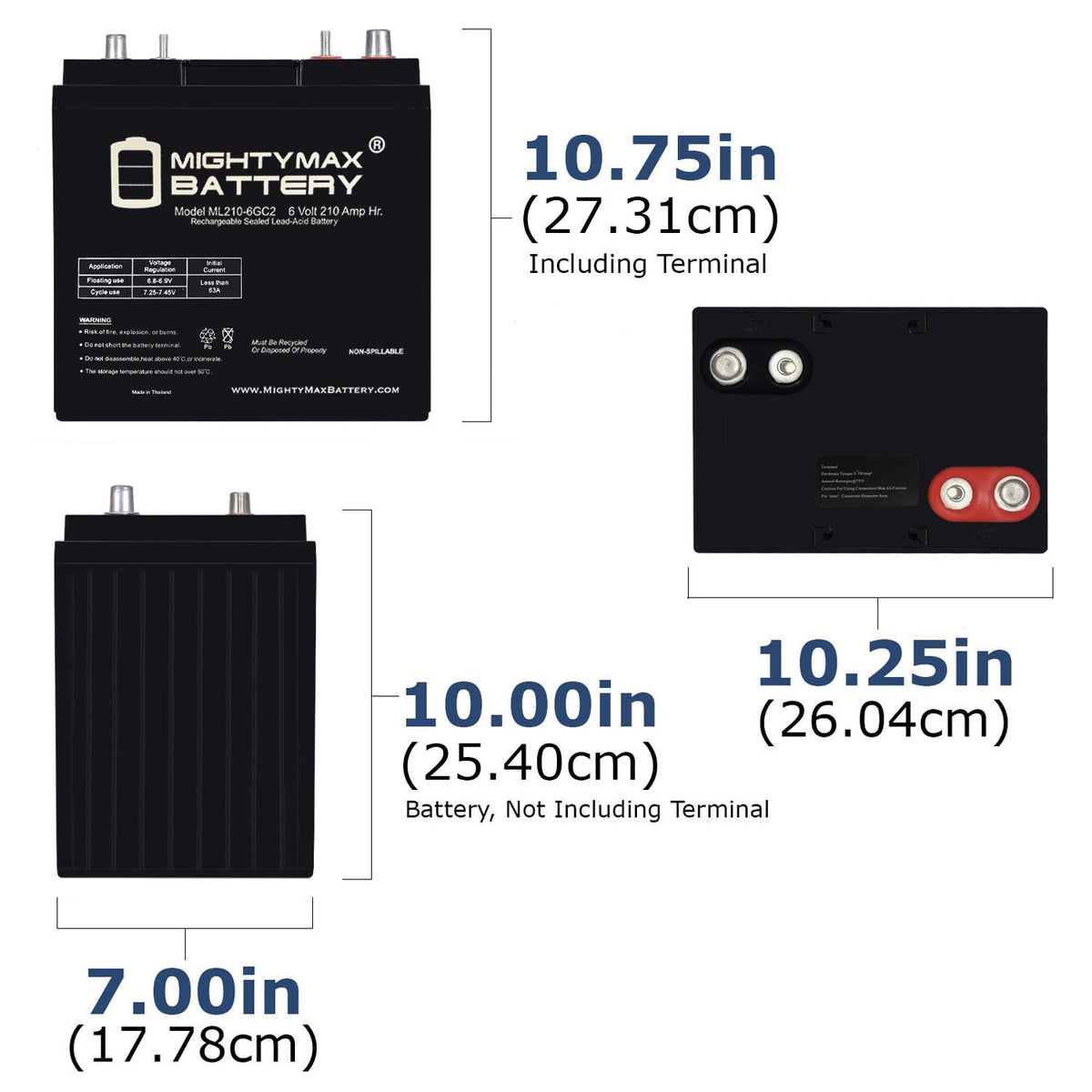 6V 210AH Dual Terminal SLA Replacement Battery 4 Pack S76054