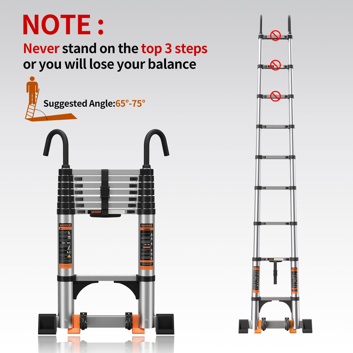 19.5FT Aluminum Telescoping Ladder 330lbs C386390