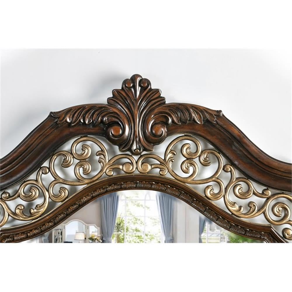 King Wood Panel Bed in Brown Cherry T723
