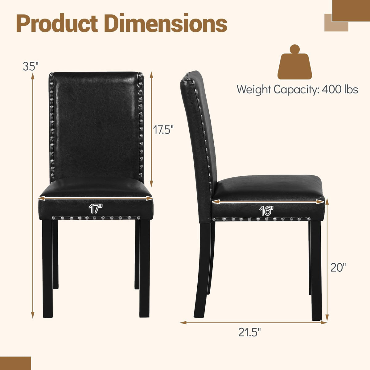 Black Faux Leather Upholstered Dining Chairs Set of 4 E8092