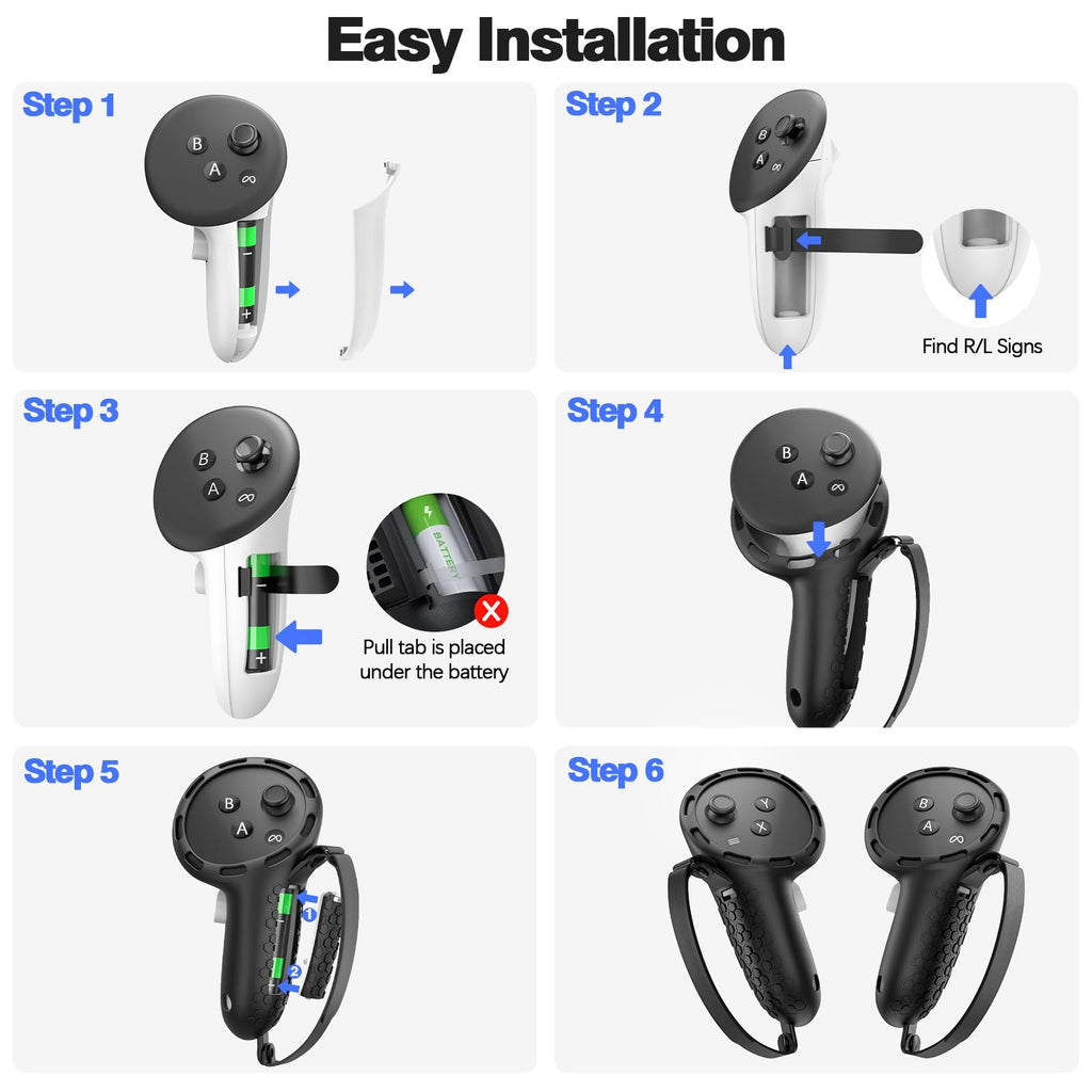 Controller Grips with Battery Opening Covers Black H27449