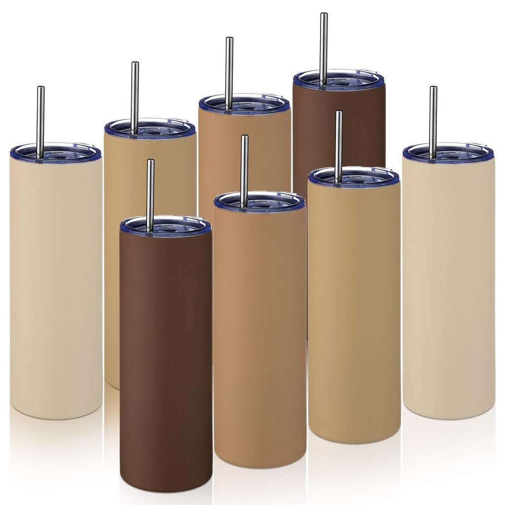 8 Pcs 20oz Insulated Stainless Steel Tumbler with Lid and Straw B494429