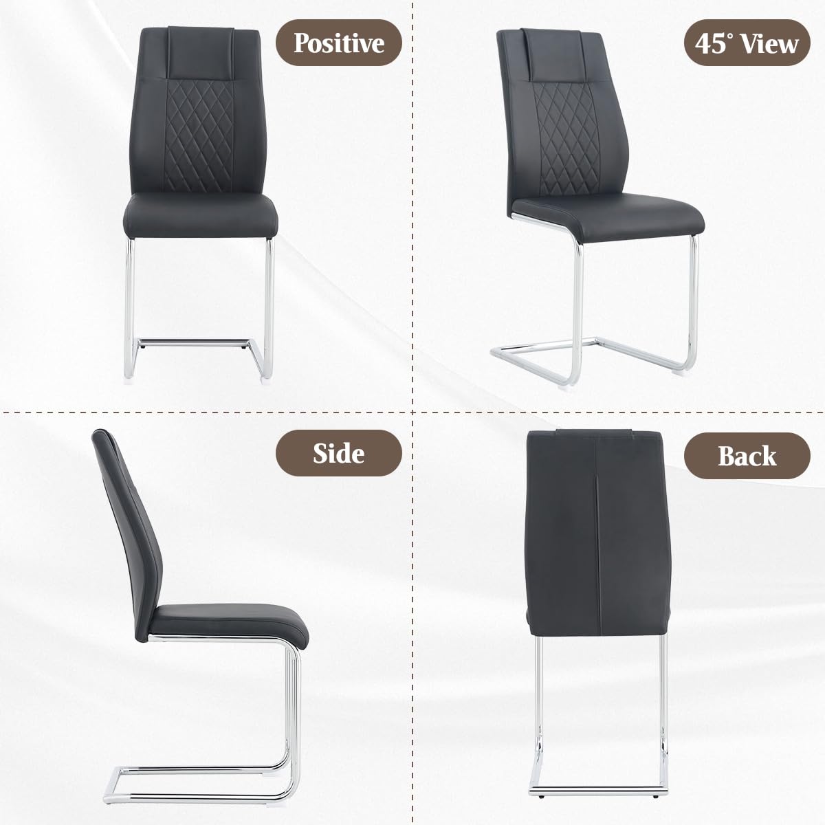 Black Faux Leather Dining Chairs Set 6 G481675