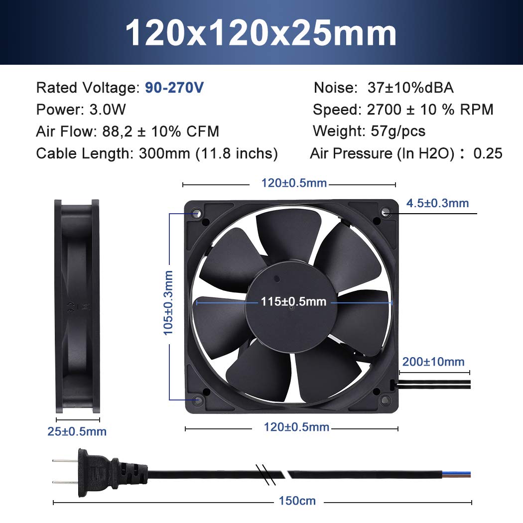 80mm 120mm AC Cooling Fan 2 Pack U598450