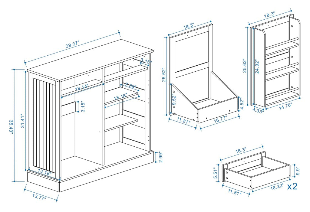 White Double Tilt Out Trash Cabinet with Two Drawers H1948