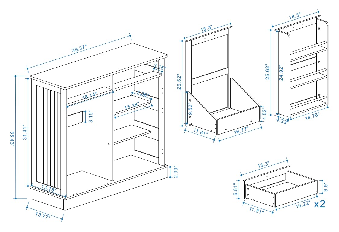 White Double Tilt Out Trash Cabinet with Two Drawers H1948