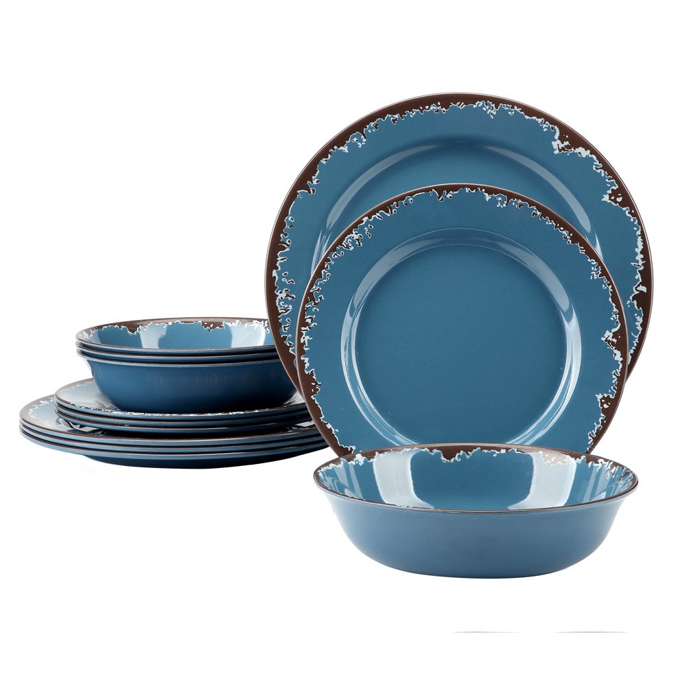 Blue 12-Piece Melamine Dinnerware Set I997428
