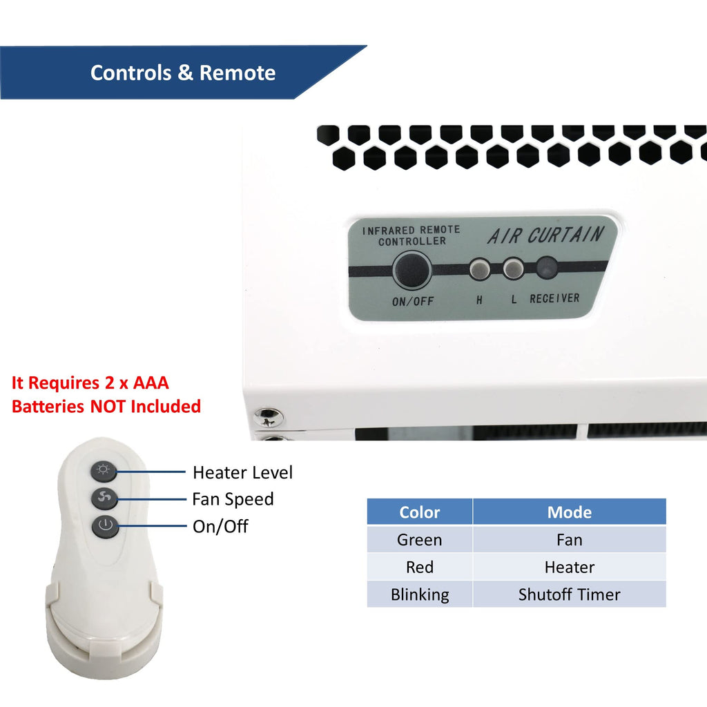 40" 230V Heated 2 Speeds 670CFM Commercial Indoor Air Curtain B145