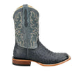 Grey Ostrich Square Toe Mid Calf Boots B40486