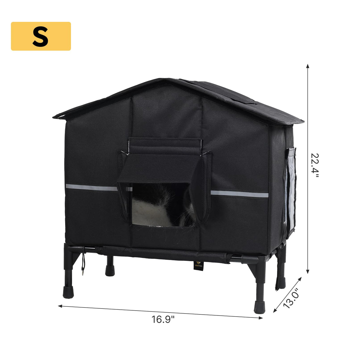 Weatherproof Elevated Insulated Outdoor Cat House Y795045