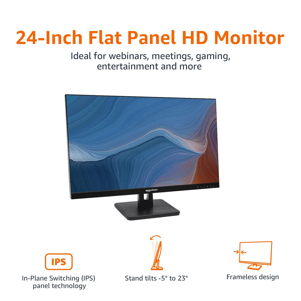 24-inch Full HD IPS Monitor, 75 Hz, 1080P, HDMI, Display Port, VGA, Built-in Speakers, Black P40536