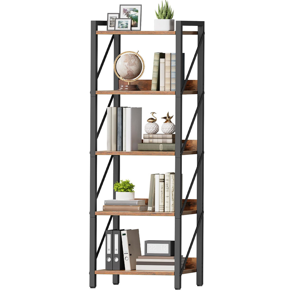 5-Tier Industrial Bookshelf with Metal Frame T53962