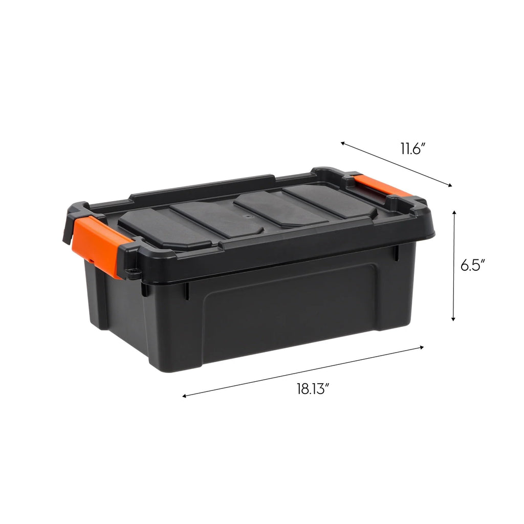 Heavy Duty Plastic Storage Bins with Lockable Lids, Black O6685