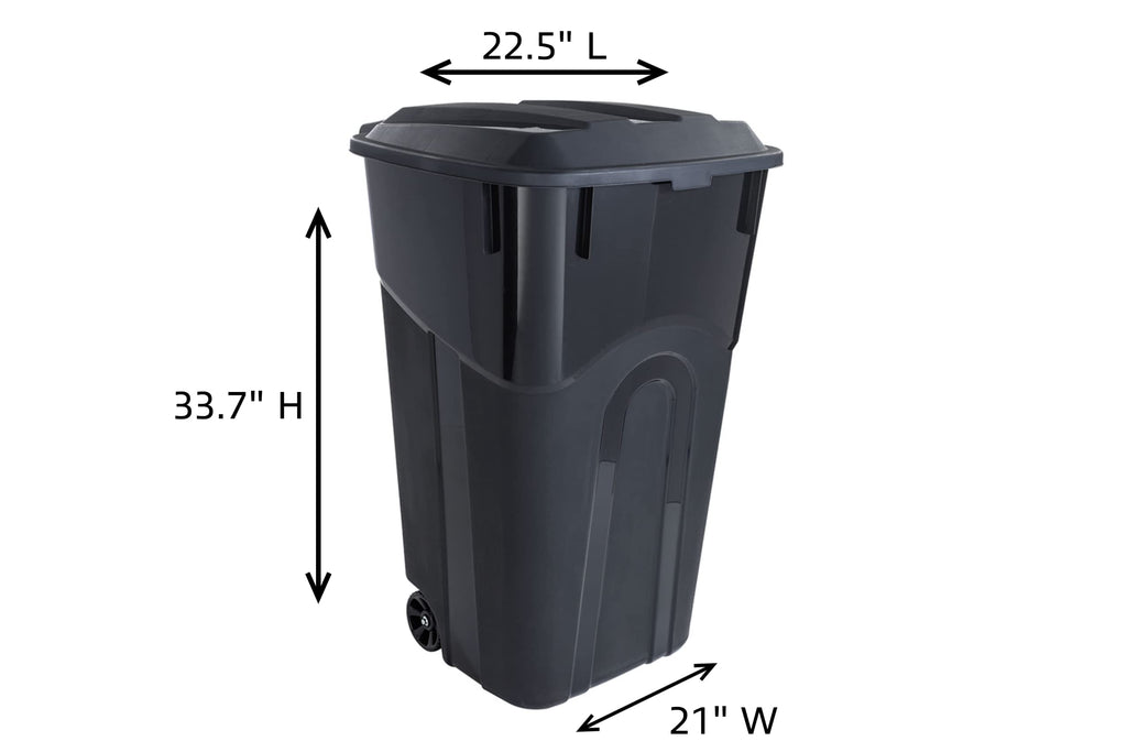 32 Gallon Black Wheeled Outdoor Garbage Can with Snap Lock Lid, 2 Pack J5189