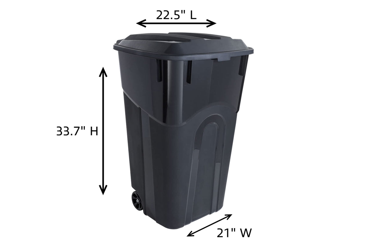 32 Gallon Black Wheeled Outdoor Garbage Can with Snap Lock Lid, 2 Pack J5189