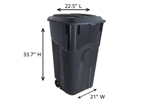 32 Gallon Black Wheeled Outdoor Garbage Can with Snap Lock Lid, 2 Pack J5189