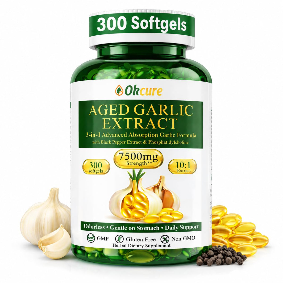 Odorless Garlic Supplement, 300 Softgels M897562