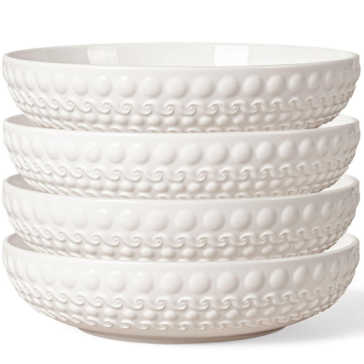 White 32oz Ceramic Pasta Bowls Set of 4 M20638