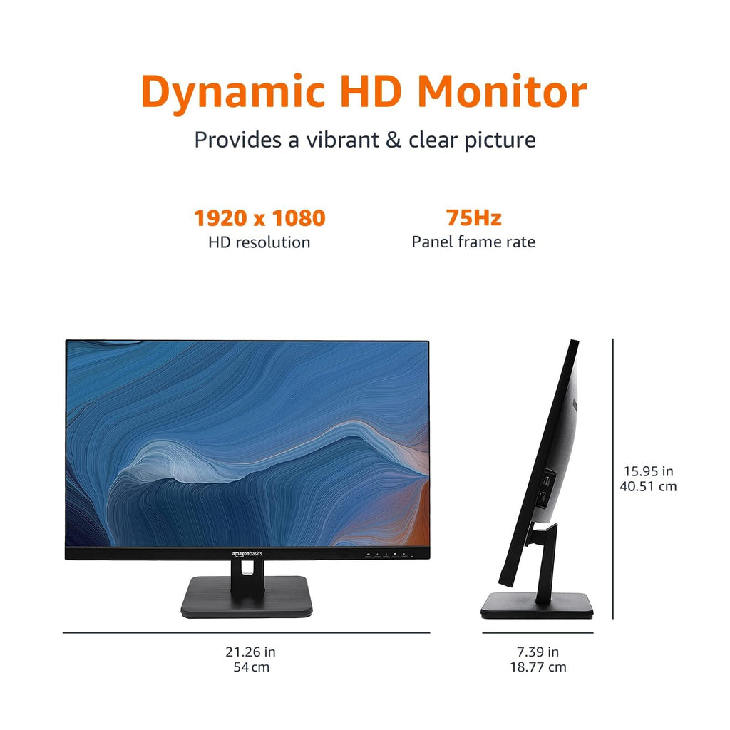24-inch Full HD IPS Monitor, 75 Hz, 1080P, HDMI, Display Port, VGA, Built-in Speakers, Black P40536