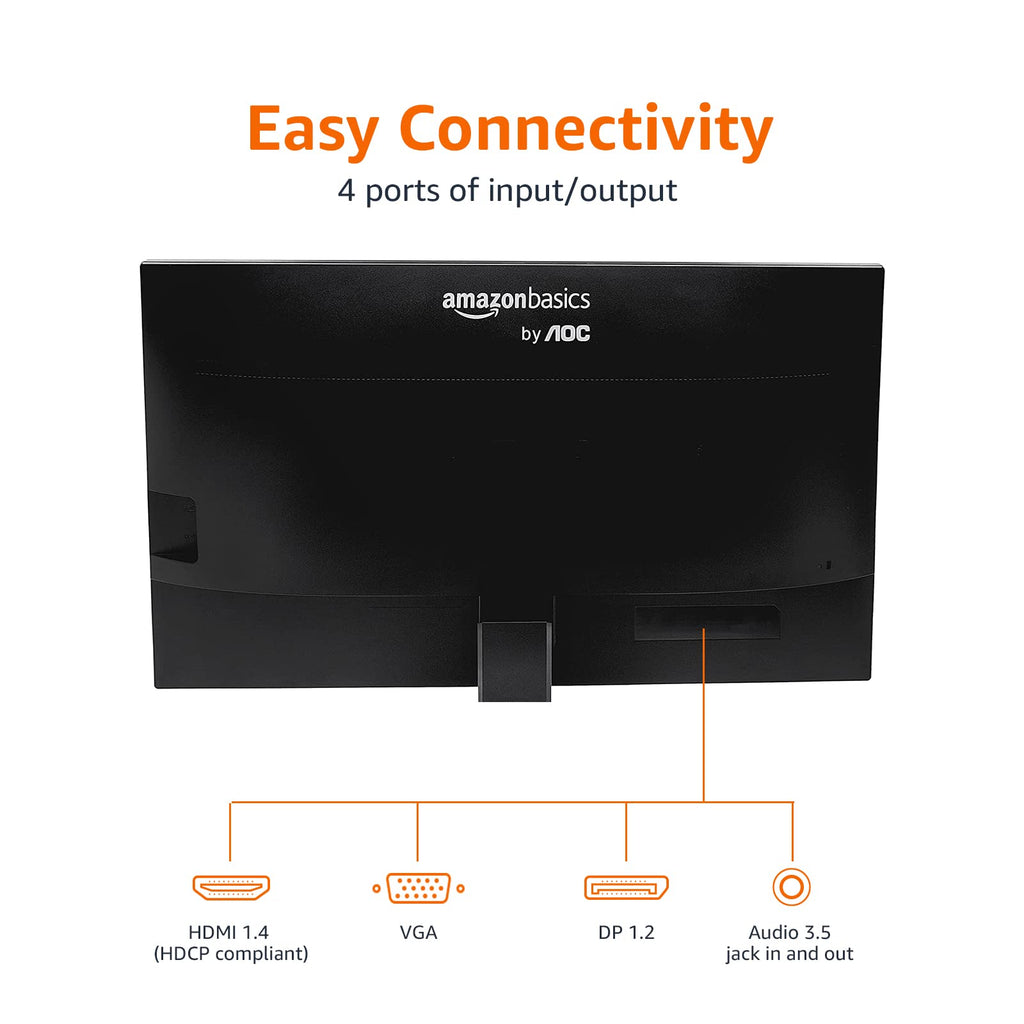 24-inch Full HD IPS Monitor, 75 Hz, 1080P, HDMI, Display Port, VGA, Built-in Speakers, Black P40536