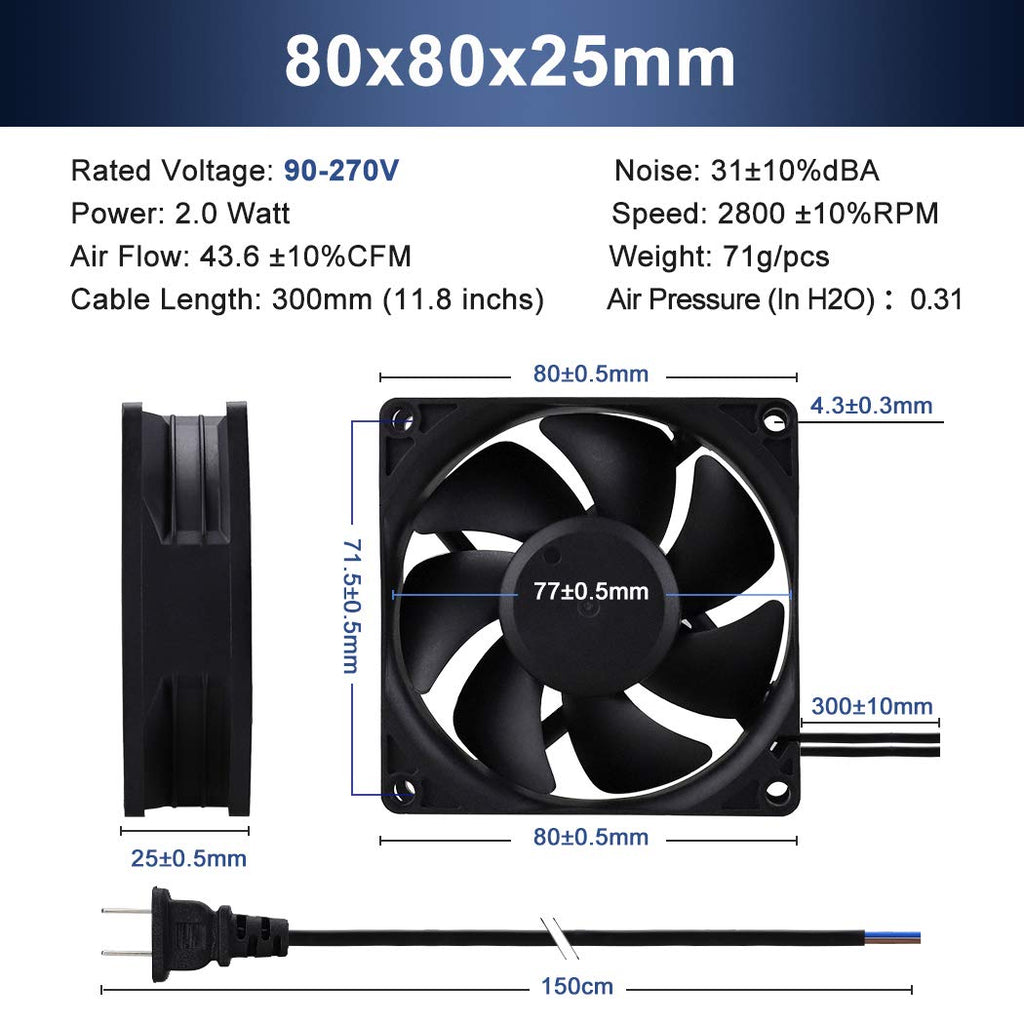 80mm 120mm AC Cooling Fan 2 Pack U598450