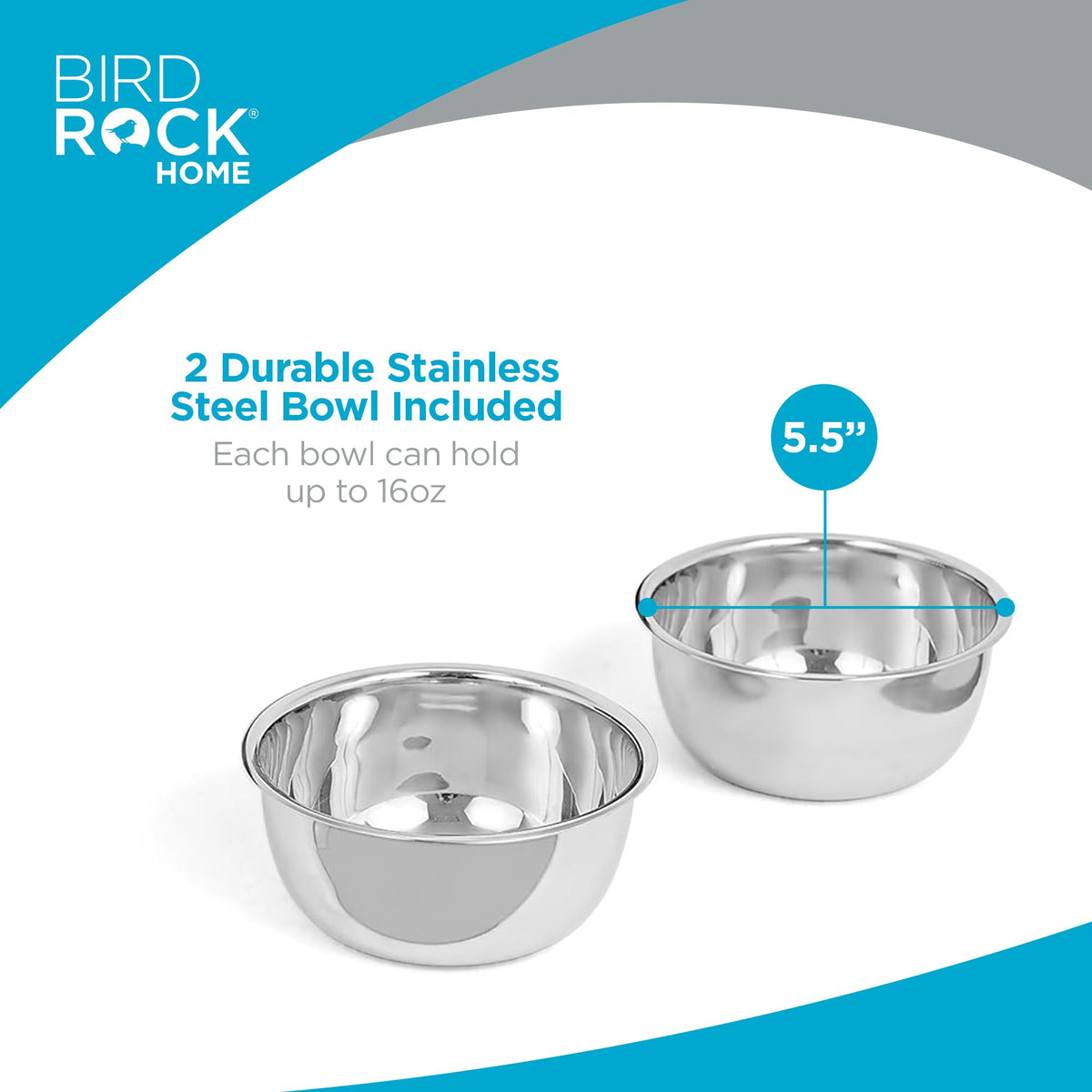 White Double Raised Pet Feeder with Stainless Steel Bowls R362