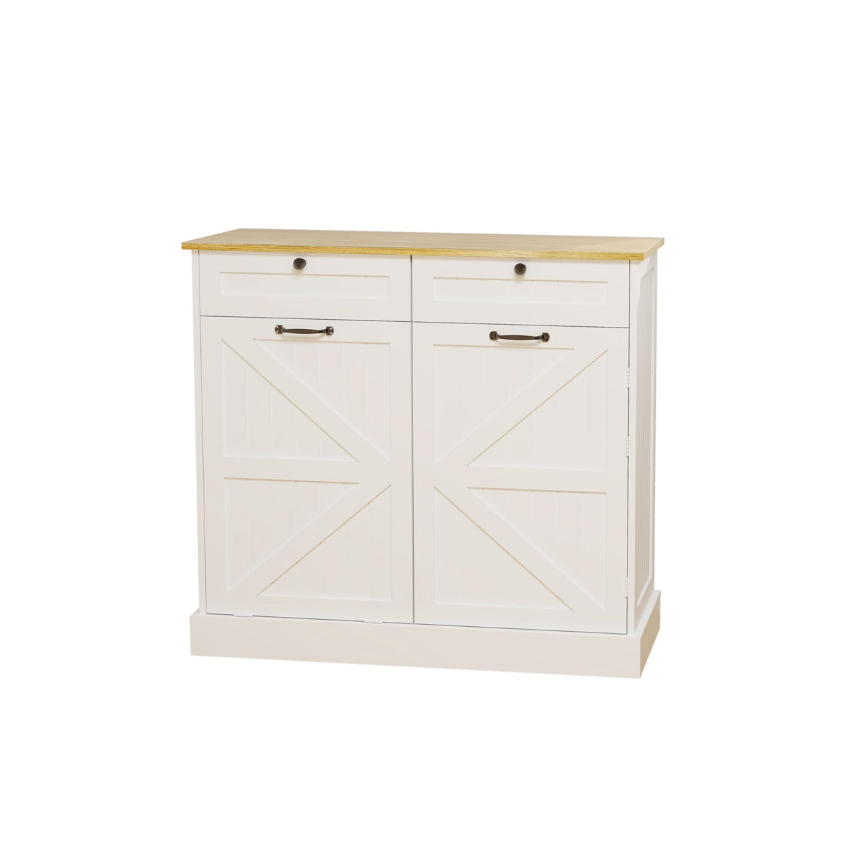 White Double Tilt Out Trash Cabinet with Two Drawers H1948
