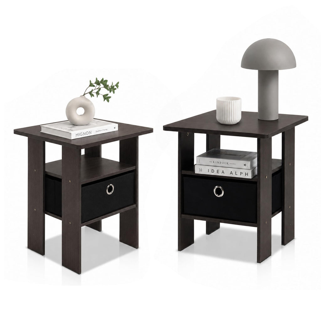 Brown 3-Tier Square Side Table Set of 2 L2656