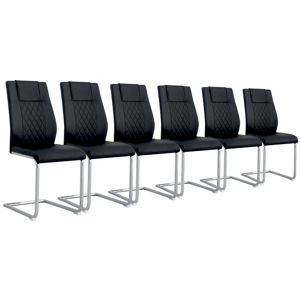 Black Faux Leather Dining Chairs Set 6 G481675