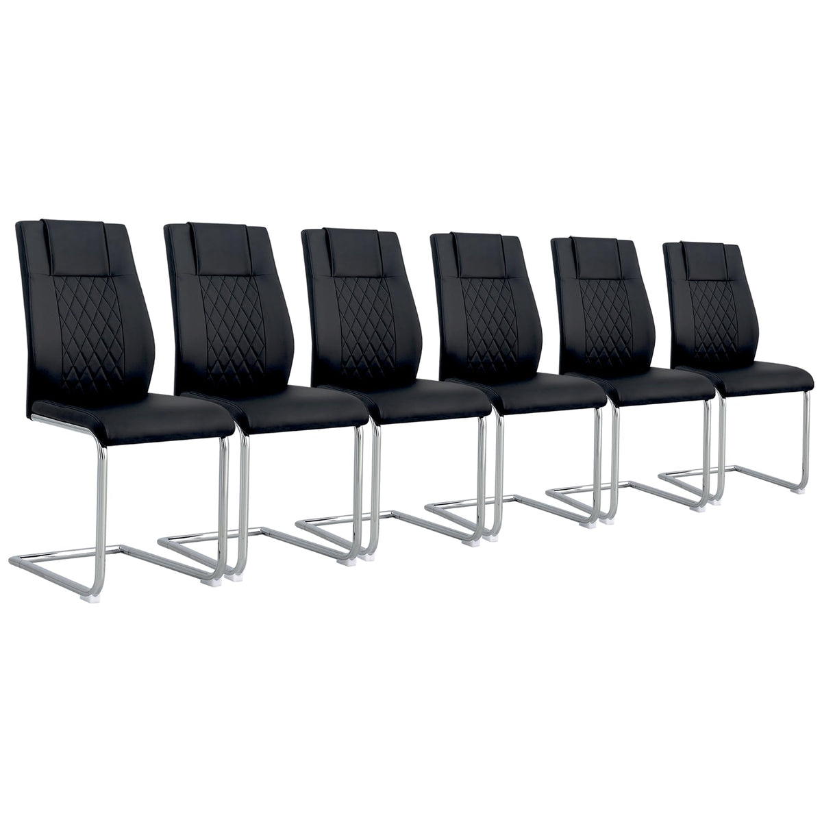 Black Faux Leather Dining Chairs Set 6 G481675