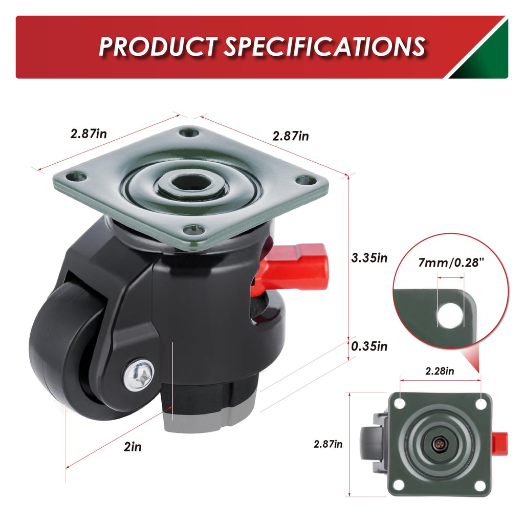 4 Pack 2200 LBS Capacity Retractable Leveling Casters E42899