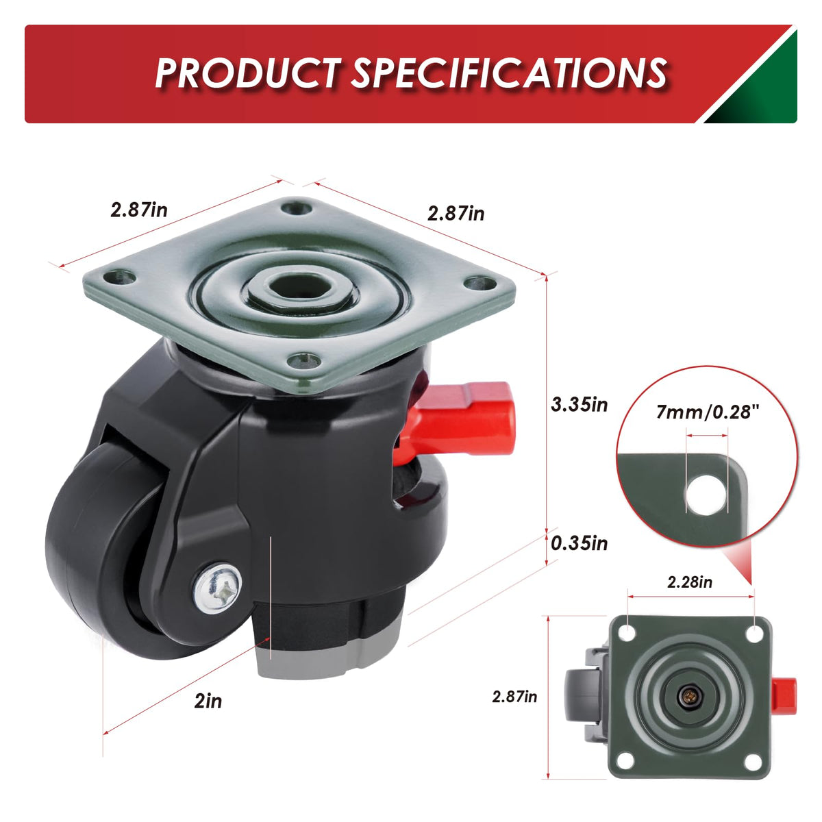 4 Pack 2200 LBS Capacity Retractable Leveling Casters E42899