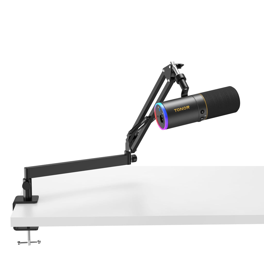 Black XLR USB Dynamic Podcast Microphone with Boom Arm H41985