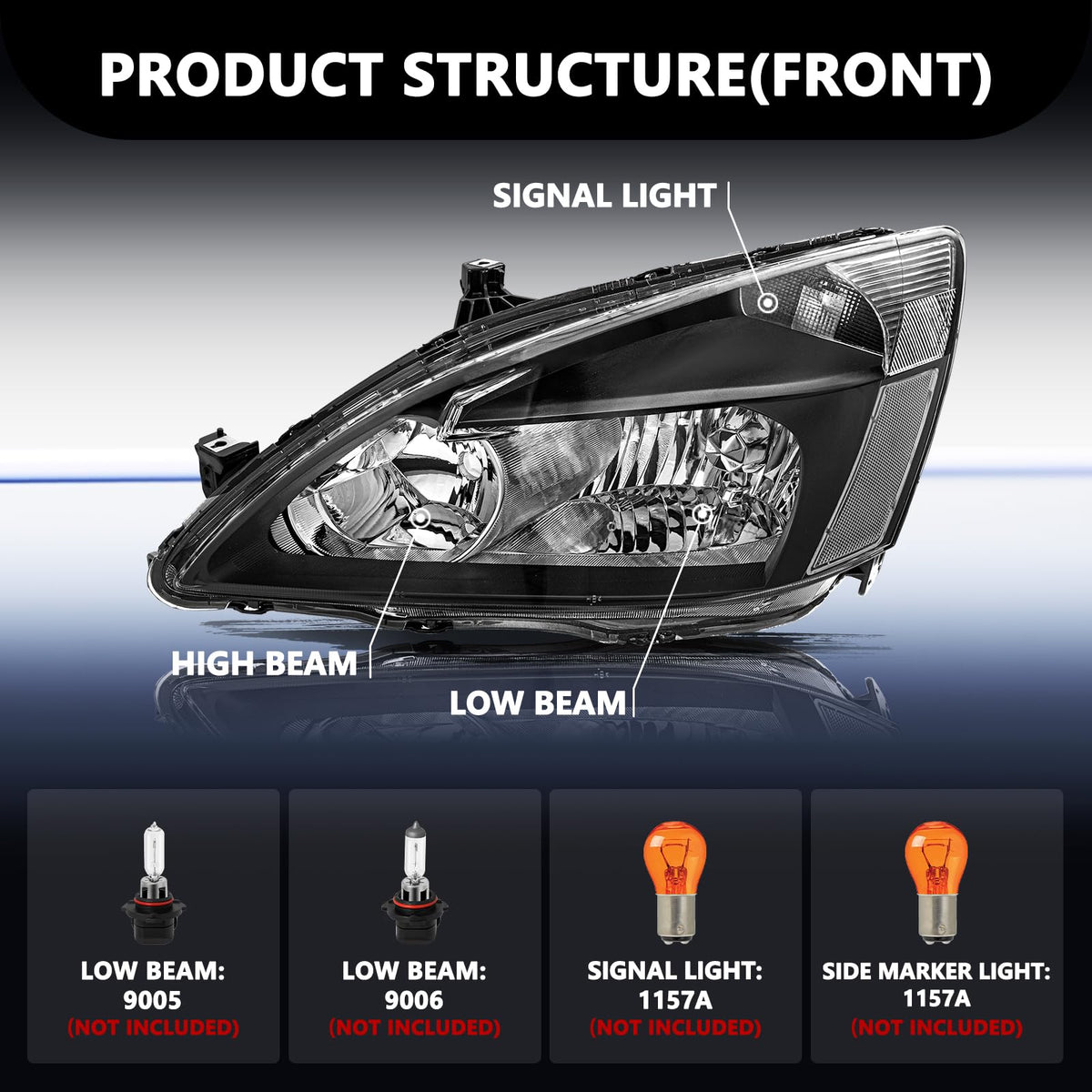 Black Clear Headlight Assembly I1025