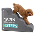19.7" H 4-Steps Dog Stairs with 30D High Density Foam, Corduroy Fabric, Non-Slip Bottom W214