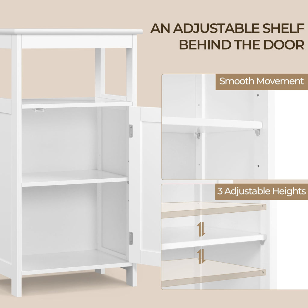 White Bathroom Storage Cabinet with Door & Open Shelf V78299