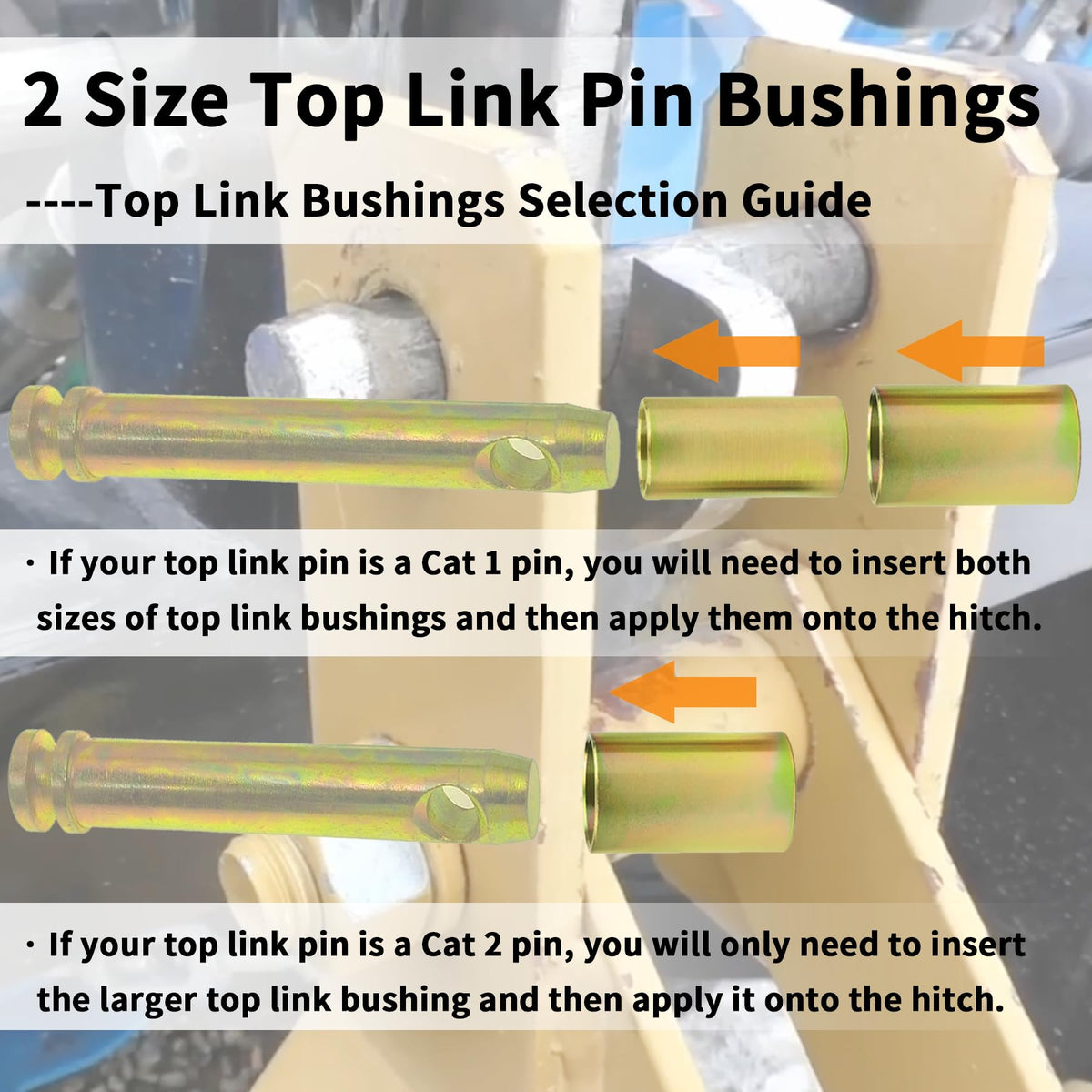 Quick Hitch Adapter Bushing Set with Top Link Bushings, 2 Pair, Gold T1195