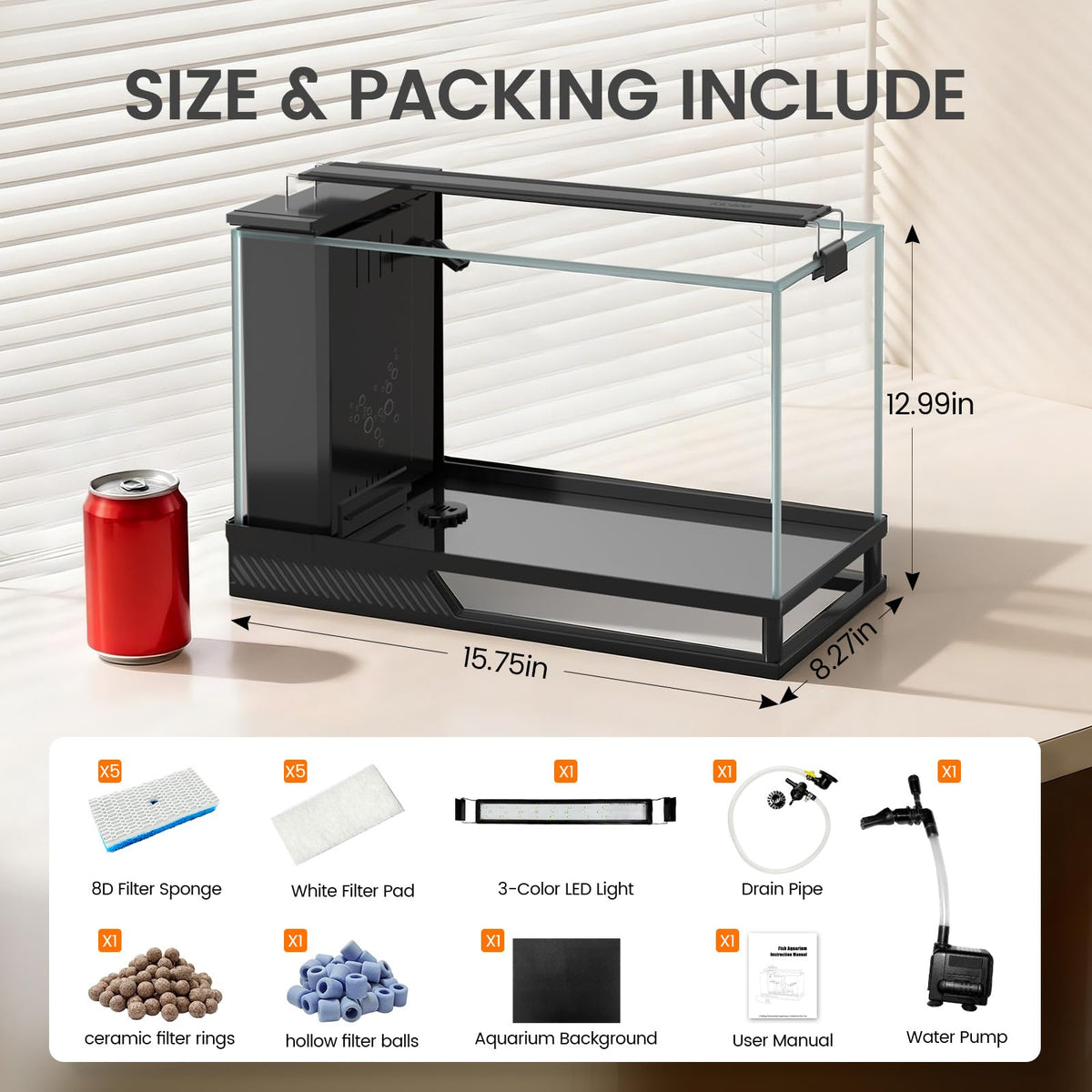 4 Gallon Aquarium Kit with Bottom Drainage U32989